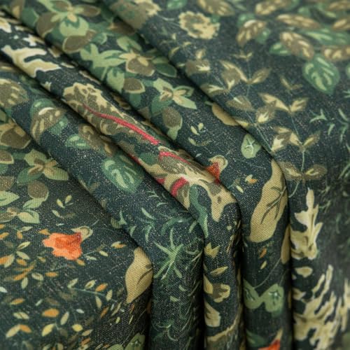 Green Floral Curtains 84 Inches Long 2 Panels Vintage Cottagecore Botanical Curtains for Living Room, Grommet Privacy Semi-Sheer Linen Drapes Hunter Green Leaf Pattern Country Curtain, 50 x 84 Inch - Cosy Home Interiors Green Floral Curtains 84 Inches Long 2 Panels Vintage Cottagecore Botanical Curtains for Living Room, Grommet Privacy Semi-Sheer Linen Drapes Hunter Green Leaf Pattern Country Curtain, 50 x 84 Inch - Image 5