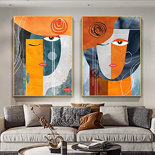 Affiche de visages abstraits modernes pour habiller un grand mur vide