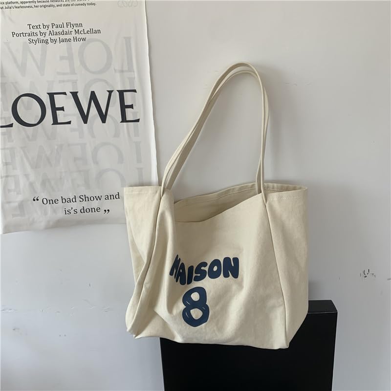 Image of Jeelow Large Striped Or Patterned Canvas Tote Bag for Women Men Shoulder Handbag with Zipper Pocket Travel