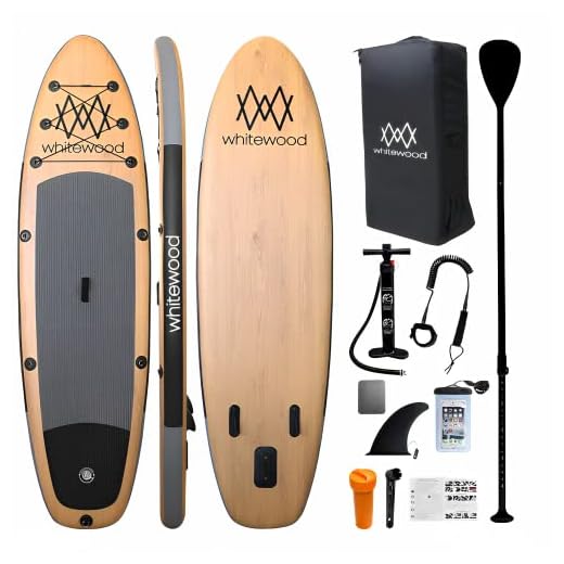 Whitewood Tabla de Paddle Surf Hinchable Sup Premium 11' 335 cm Diseño Madera con Accesorios - Mochila, Remo, Hinchador, Leash - iSUP Inflable, Inflatable Stand up Paddle Board - 180kg