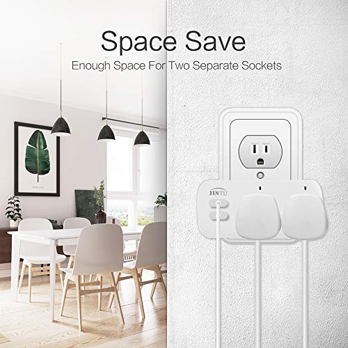 Smart Plug, JINTU Dual WiFi Socket Outlet 2 USB Charger Work with Alexa, Google, Remote Control by Smartphone, Voice Control, No Hub Required, Overload Protection