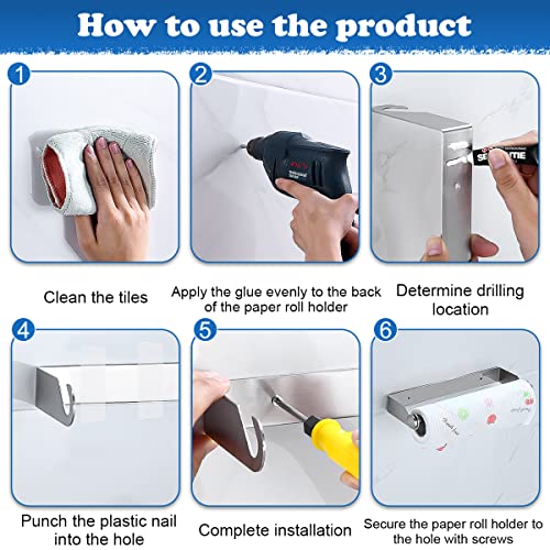 Foto von Jognee Küchenrollenhalter Ohne Bohren, Wandmontage, Edelstahl, Silber, 28CM