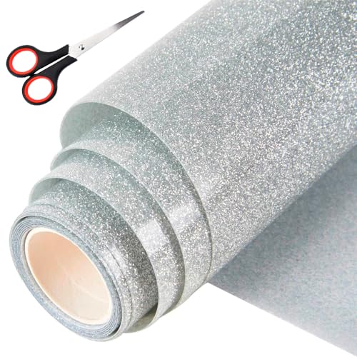 NAROSEBE Vinilo Textil Plateado 30*150cm Vinilo de Transferencia Termica Textil Imprimible Termoadhesivo Papel Transfer Láminas de Transfer Textil Purpurina y Foil Plateado para Personalizar Prendas