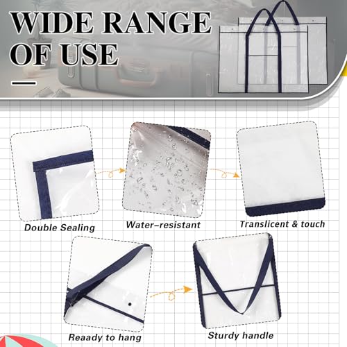 Image of Windyun 2 Pack Large Poster Storage Bag 48 inch x 36 inch Bulletin Board Holder Art Portfolio Case PVC Art Portfolio Container Storage Box with Pocket for Classroom Teacher Organization(Blue)