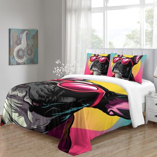 Housse de couette bouledogue français impression 3D king size - 5
