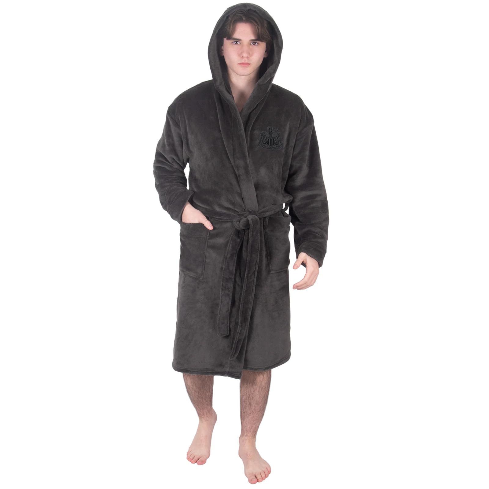 Newcastle United FC Official Gift Mens Dressing Gown Fleece Robe Grey XXL