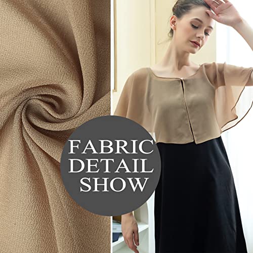 Genovega Soft Chiffon Shawl Wraps Shrug Capelet for Evening Dress Wedding Cape Cover Up for Women Gold Shawls3