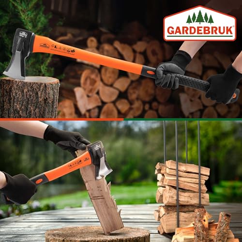Gardebruk® Axt 2 kg Beil 1 kg Set ergonomischer Handgriff Gummischutz Universal Spaltaxt Spaltbeil Spalthammer Holzspalter – Bild 6