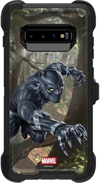 Skinit Decal Phone Skin Compatible with OtterBox Defender Galaxy S10 - Officially Licensed Marvel Black Panther Jumping Through Air Design