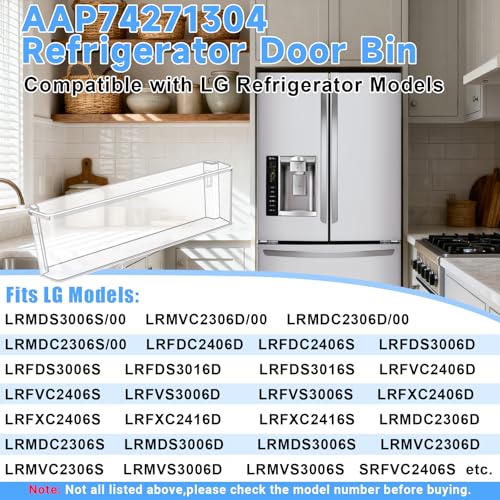 Image of [2 PACK] UPGRADE AAP74271304 Refrigerator Door Bin Compatible with LG Refrigerator Door Shelf AAP74271304 LRMDS3006S LRMDC2306S LRMVC2306D LRMDC2306D LG Fridge Door Shelf Replacement Basket Parts