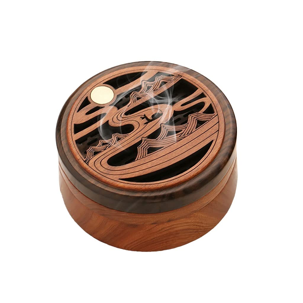 Räucherstäbchenhalter Weihrauchbrenner Holz Aromatherapie Weihrauchbrenner mit hohlen geschnitzten Abdeckung Sandelholz Weihrauchbrenner Haushalt Weihrauchbrenner Ornamente Räucherstäbchen Halter