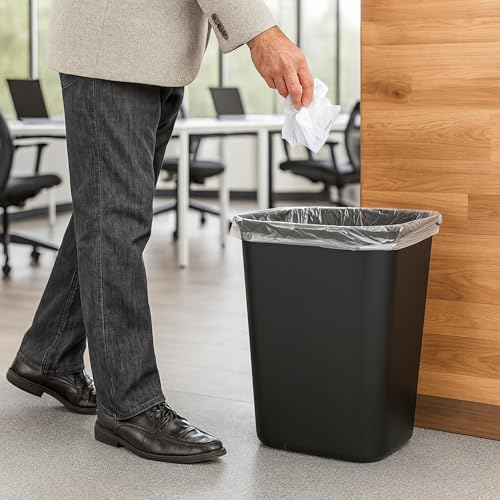 Caneca de basura rectangular negra 7 galones pack 10 miniatura 3