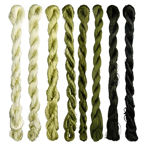 MINGGUXIUYI Natural 100% Silk Thread, Handmade Embroidery Thread Silk Floss 8 Colors 110m Each (77)