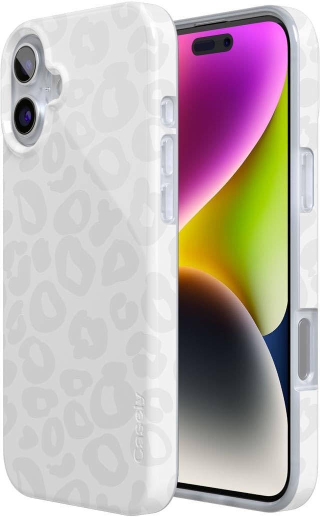 Casely iPhone 16 Case | Into The Wild | White Snow Leopard | Compatible with MagSafe | Classic Ultra Slim Design