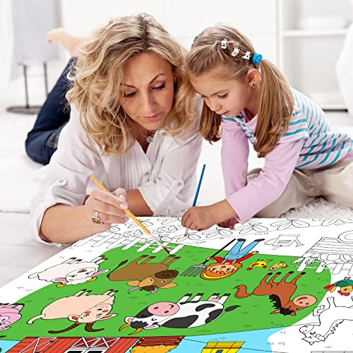 Image of Farm Giant Coloring Poster for Kids Large Coloring Tablecloth Animals Drawing Roll Paper Books Sheets Page Huge Table Cover Art Crafts for Wall Classroom Home Gift Birthday Party Supplies Decoration