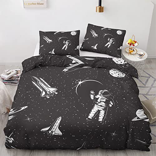 Funda Nordica Cama 105 Astronauta - Ropa de Cama Microfibra Suave, Juego de Funda Nórdica Reversible, Funda Edredon 200x200 cm y 2 Fundas de Almohada 50x75 cm, con Cremallera