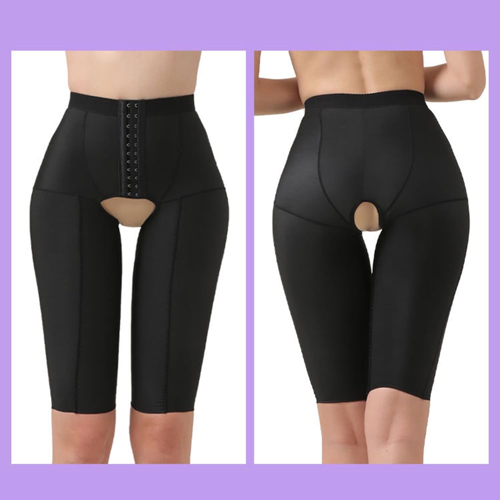 Pantalon Gainant Femme après Liposuccion–Legging Taille Haute avec Contrôle du Ventre,Ouverture à l’Entrejambe,Lifte-Fesses,Idéal pour Récupération Post-OP&Post-Partum(M, Black)
