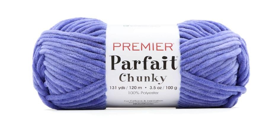Image of Premier Yarns Parfait Chunky Chenille 3.5 Oz Super Bulky Weight 3 Pack Bundle with Bella's Stitch Place Holders (Periwinkle)