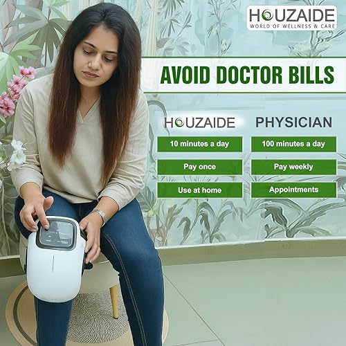 Image of HOUZAIDE Smart Knee Massager for joint pain relief- Physiotherapy for Arthritis Pain, Cramps, Knee Pain Relief, Knee Heat Therapy with Orthozen Roll-on | Raksha Bandhan Gift Option