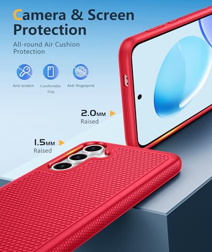 Image of FNTCASE for Samsung Galaxy S25 Case: Dual Layer Heavy Duty Cell Phone Protective Cover Shockproof Rugged with Non-Slip Textured - Military Drop Protection Bumper Tough - 2025, 6.2 inch (Red)
