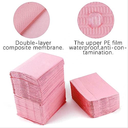 125Pcs Dental Bib, Disposable Dental Bib, 13" X 18" Dental Bib, Waterproof Tattoo Bibs, Pink Nail Paper Towel, Dentist/Medical Tray Cover, Nail Table Cover #TOP2