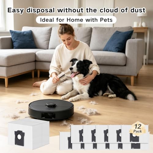 Image of 12 Pack Dust Bags for Dreame D20 Plus, D20 Pro Plus Robot | for Mova E30 Pro Plus Vacuum Cleaner, 5 L Large Capacity Bags Replacement