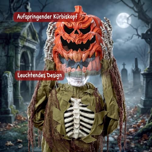 HOMCOM 173 cm Halloween Animierte Pop-up-Kürbis-Skelett Deko mit Licht – Bild 5