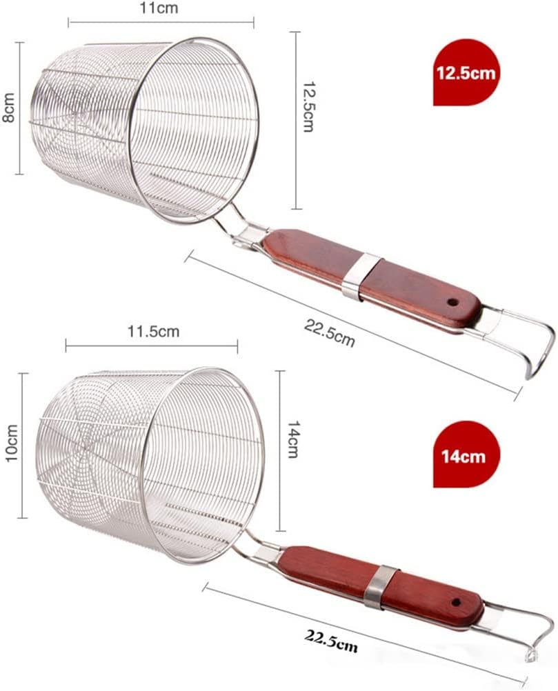 Strainers Stainless Steel Colander Hot Pot Kitchen Cooking Spoon Wood Handle Filter Fried Food