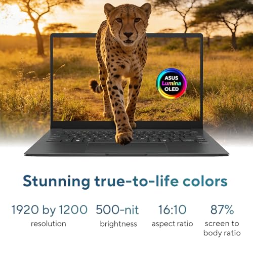 Image of ASUS Zenbook 14'' Wuxga OLED Touchscreen Laptop, Intel 16-Core Ultra 7 255H Processor, Intel Arc GPU, 16GB LPDDR5 RAM 2TB SSD, Backlit, Thunderbolt 4, WiFi 7, Windows 11 Home with Lifetime MS Office
