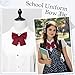 Gsyziux Cute Womens Bow Tie with Decoration, Pre-tied Ladies Girls Tie Solid Color Bowtie for Shirt Uniform Cosplay School (Burgundy)