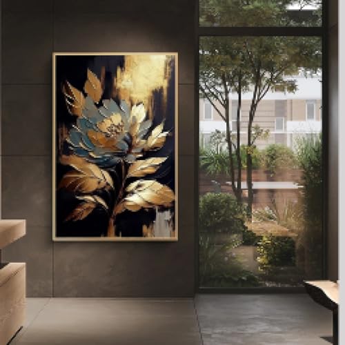 Impressions d art mural fleurs dorees peinture sur toile haut de gamme 35x50