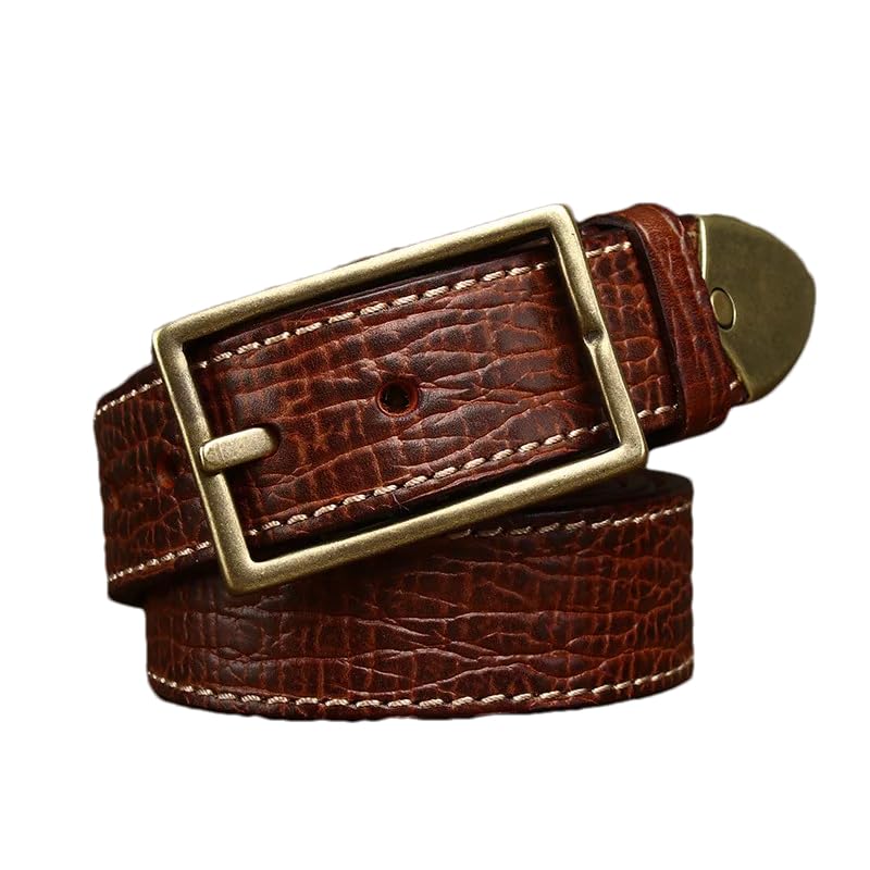 Pohullan Men 3.8cm Thick Retro Trend Belt Leather Jeans Belt Formal And Casual Dual-Purpose Belts