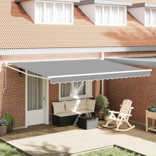 Owoxanthellate Store banne blanc extensible 5 m x 3 m avec cadre en aluminium protection solaire moderne pour terrasse, jardin, balcon, 205 cm de haut,...