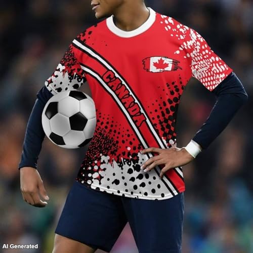 Viuacagoru 2026 World Cup Soccer Jersey for Men Short Sleeve Jersey for Men Breathable Team Jerseys for Soccer Fan Sports Top, Canada Flag, XX-Large - 2