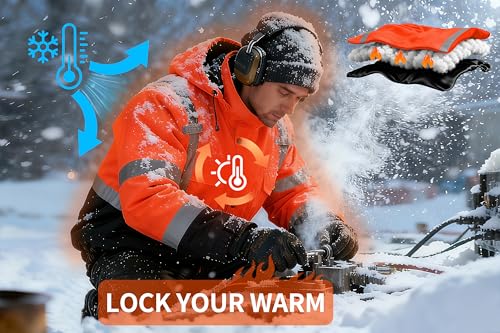 FATONE Hi Vis Jackets for Men Reflective Safety Bomber Jacket Cold Weather, Construction Winter Coat for Work - Image 3