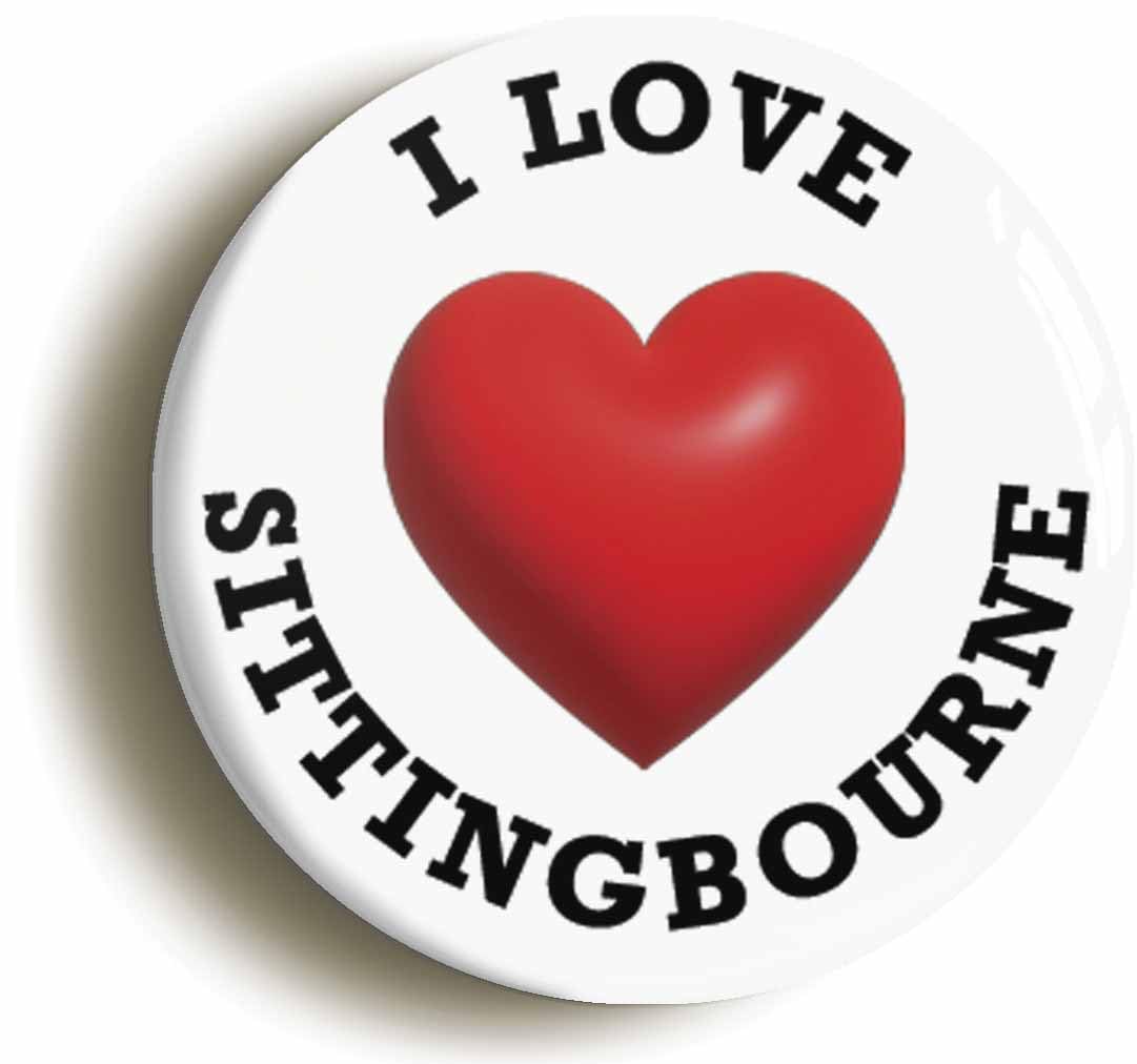 I Heart Love Sittingbourne Location Fridge Magnet (Circular 2inch / 50mm Diameter)