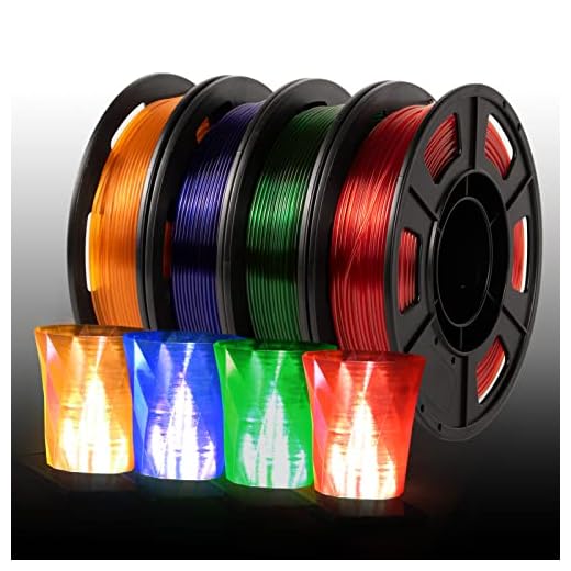 IEMAI Clear PETG Filament 1.75mm Bundle, Multicolour Crystal Transparent 3D Printer Filament 250gx4 Spools(1kg), Orange/Blue/Green/Red for Lampshade, Creative DIY & Home Decor