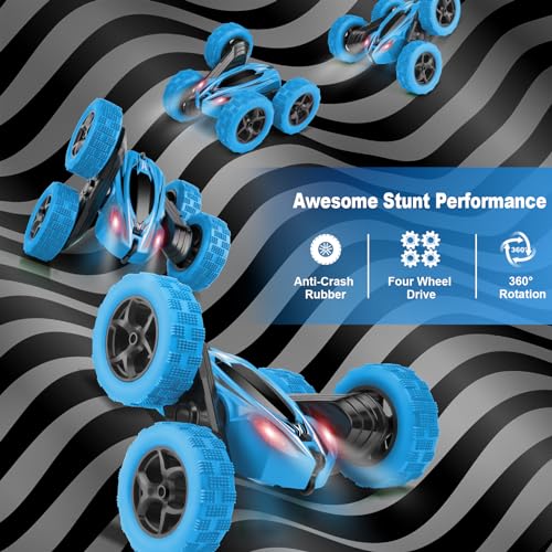 Remote Control Car, RC Cars Toys for Ages 5-7, 2.4GHz 4WD Fast RC Car Kids Toys for Ages 8-13, Double Sided 360° Rotating Monster Truck Toys for Girls RC Truck Toy Cars for Boys - Image 4
