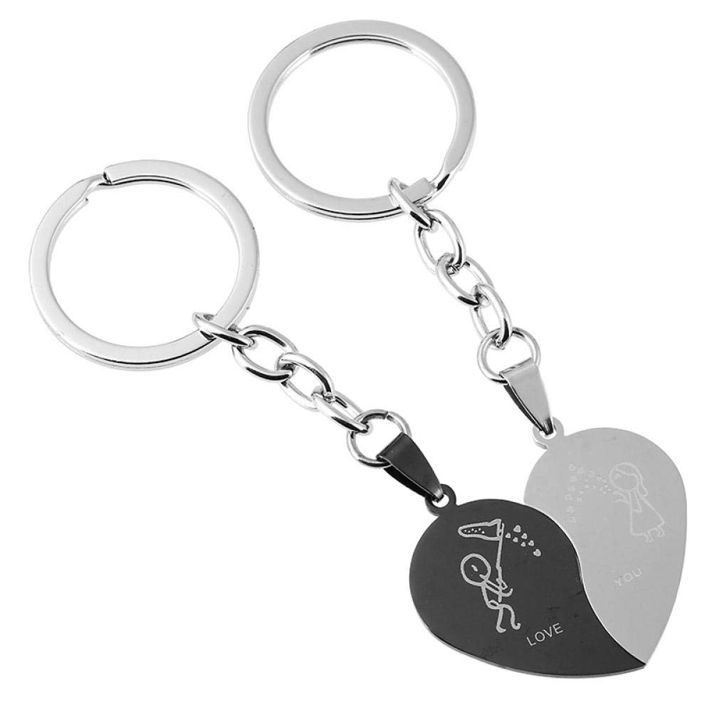 WANM Stainless Steel Keychain Vintage Lovers Heart Shaped Combination Couple Keychains Business Men Best Party Gift Alloy p