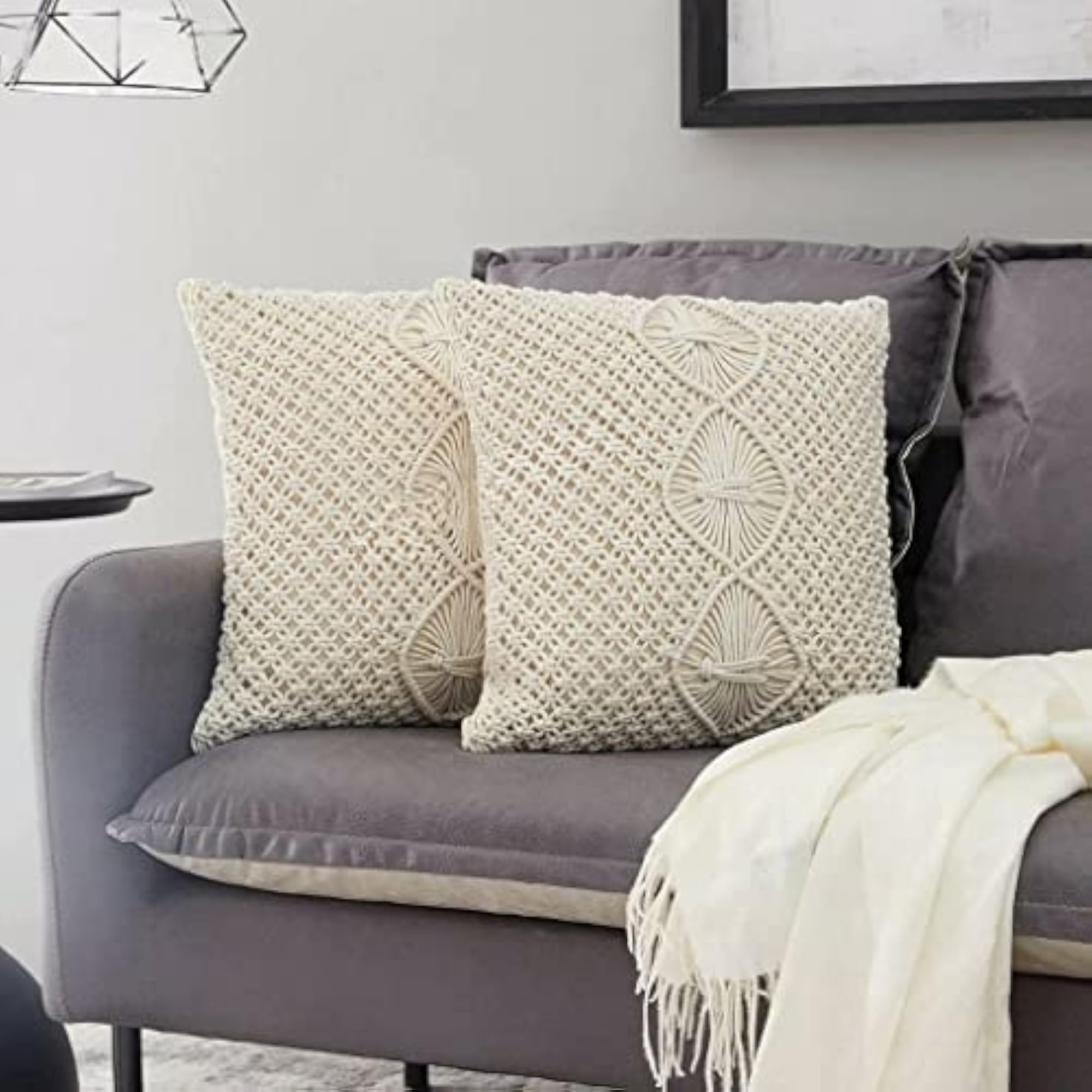 Luxurious Handmade Cotton Macrame Cushion Cover