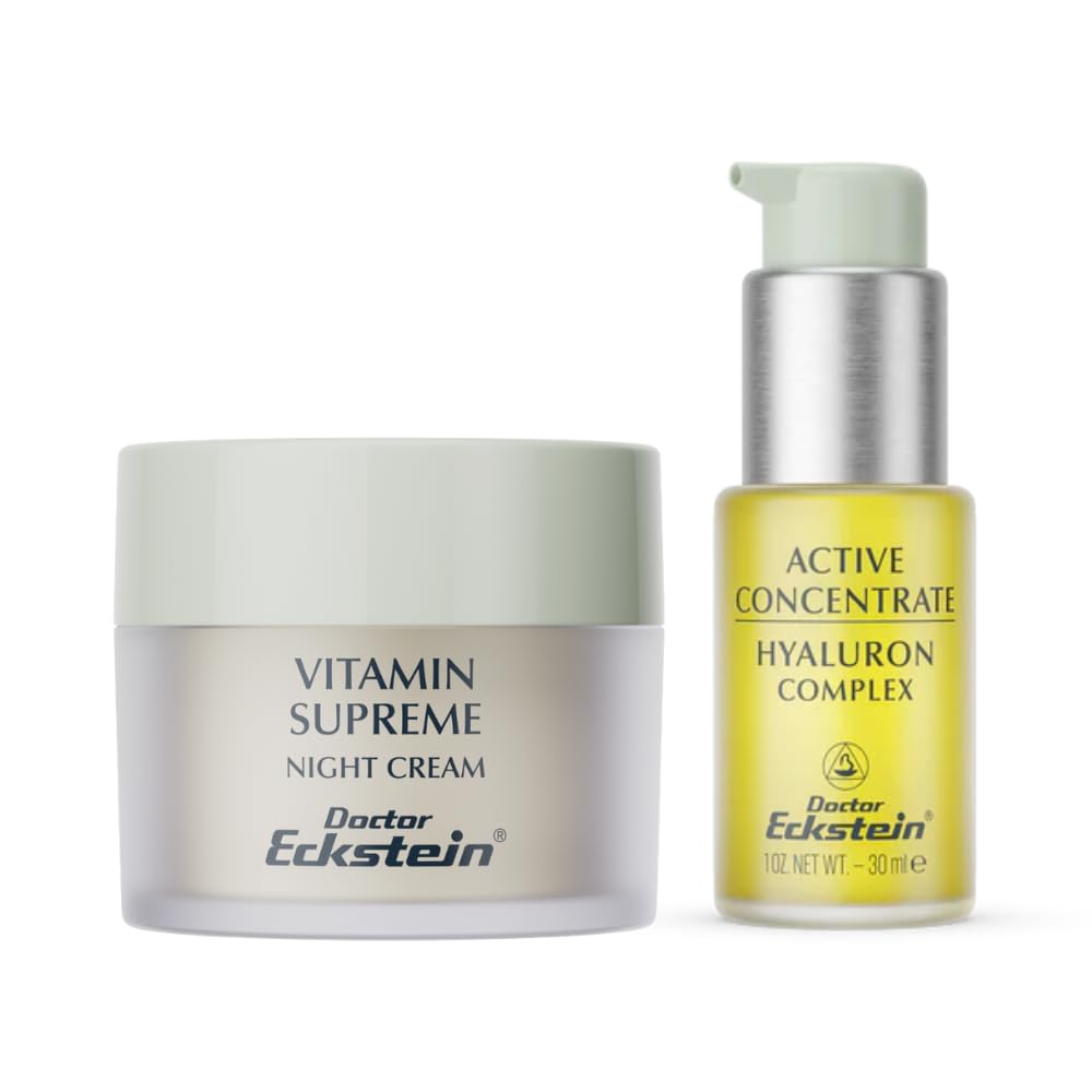 Doctor Eckstein Hyaluron & Vitamin Sparset – Pflegeset für trockene und reife Haut mit Hyaluronsäure, Vitamin A & E – Feuchtigkeits- & Regenerationspflege für ein geschmeidiges Hautgefühl Tag & Nacht
