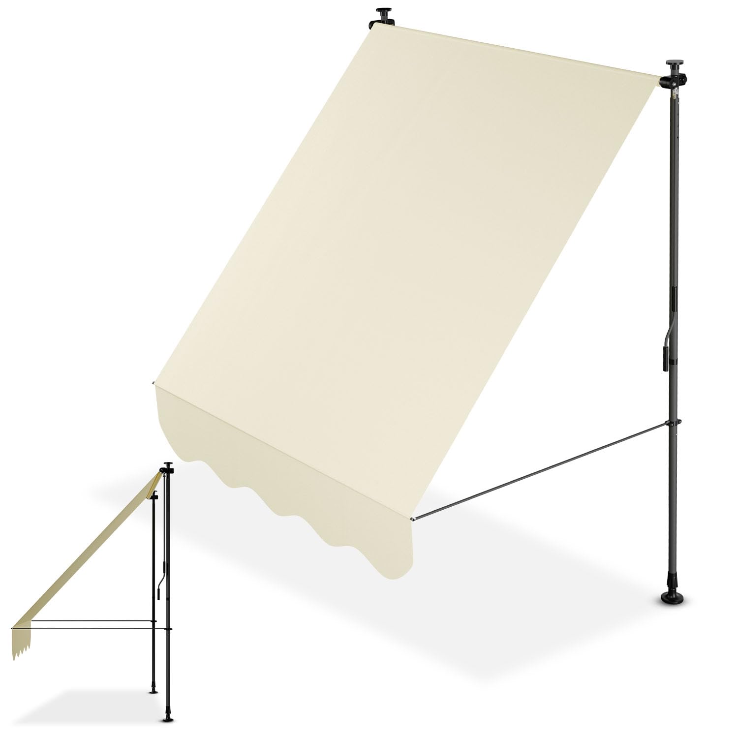 Juskys Tenda da Sole Manuale Kapstadt 150x120 cm - Tenda da esterno regolabile, senza foratura, impermeabile, resistente ai raggi UV, verticale e diagonale - Beige