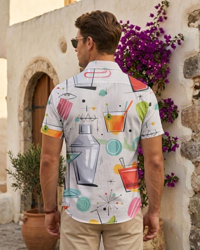 Image of 99TIMORO Tropical Printed Men's Hawaiian Shirts Short Sleeve Top | Culture Character Button Down Shirt Lightweight Breathable Beach Vacation Business Casual Summer Gifts Classic Fit