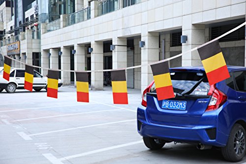 TSMD Belgium Flag, 100 Feet Belgian Flag National Country World Pennant Banner Flags String,International Party Decorations for Grand Opening,Olympics,Bar,School Sports Events,Festival Celebration