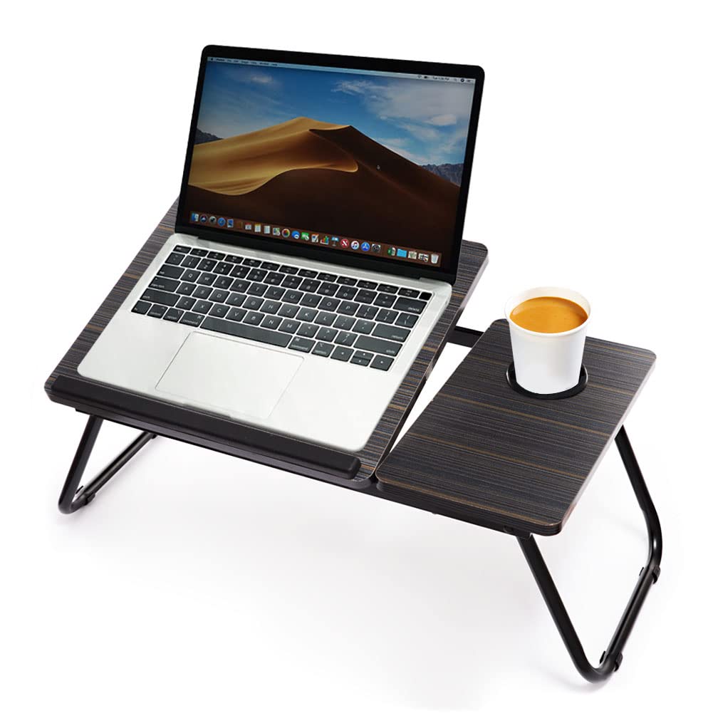 Laptop-Schreibtisch Faltbar Weiß - Mit Becherschlitz & Leseständer Für Bett & Sofa