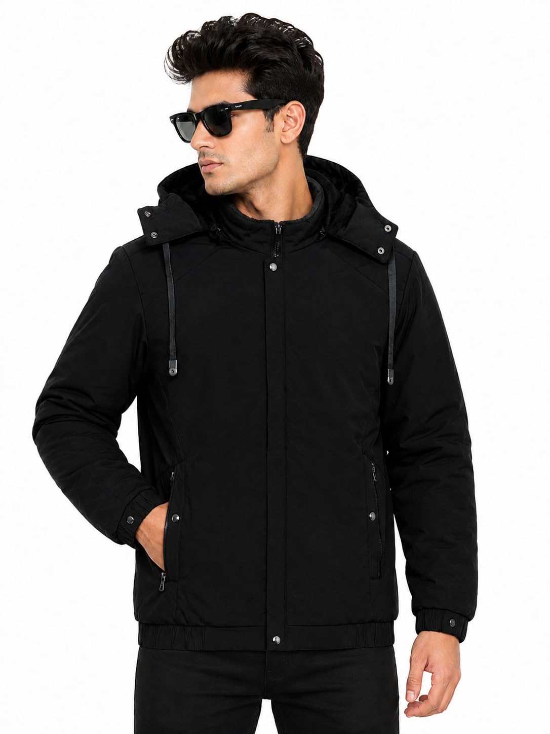 Men's Hooded Winter Jacket | Warm Insulated Full Sleeve Jacket | Windproof Zip-Up Casual Outdoor Outerwear for Men-picture-19