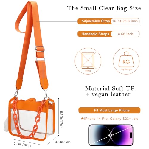 Image of Clear Bag Stadium Approved, Small Crossbody Bag for Concerts Sports Events, Clear Clutch Purses for Women