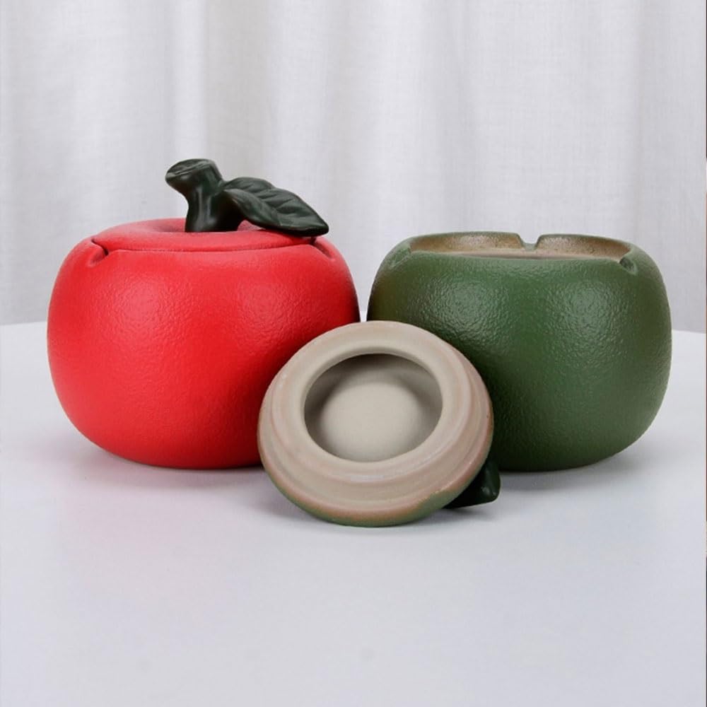 Posacenere decorativo in ceramica a forma di frutta con coperchio, decorazione portatile per interni per casa, stanza e ristorante, per uso desktop, elegante accessorio da tavolo