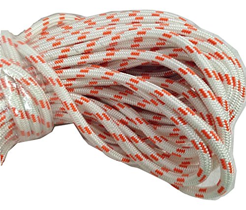 Double Braid Polyester Arborist Bull Rope 5/8 Inch by 200 Feet White Orange
