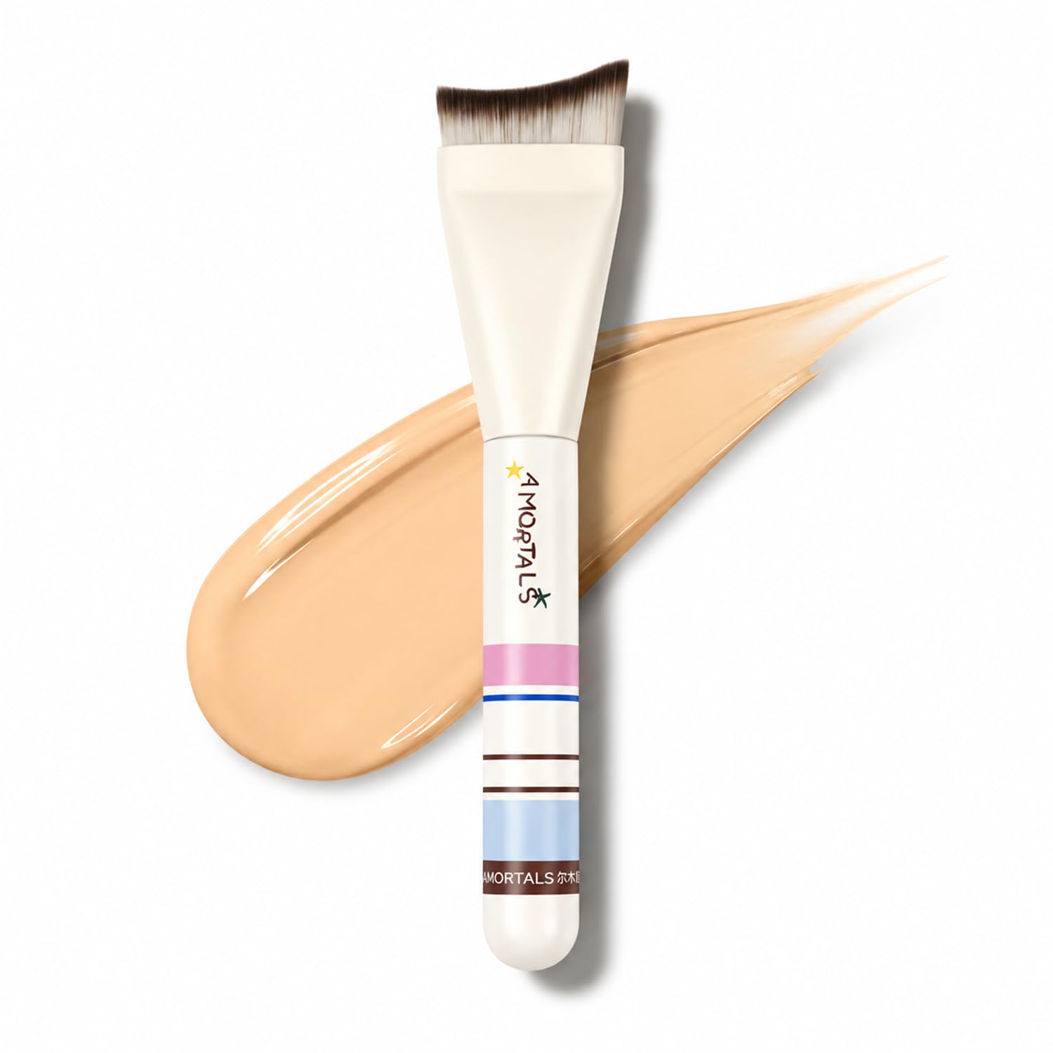 AMORTALS Crescent Foundation Brush, Ultra Thin Flat Makeup Brush for Liquid
